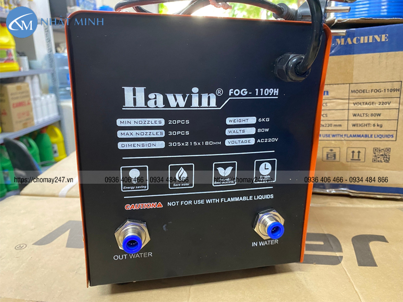 Máy phun sương đài loan hawin 1109 phục vụ cho không gian khoảng 50m