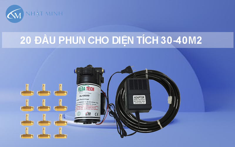 Bộ hệ thống phun sương 20 đầu phun cho diện tích rộng