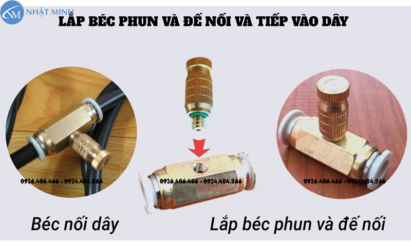 Cách lắp đặt, kết nối , sử dụng đế giữa béc phun sương