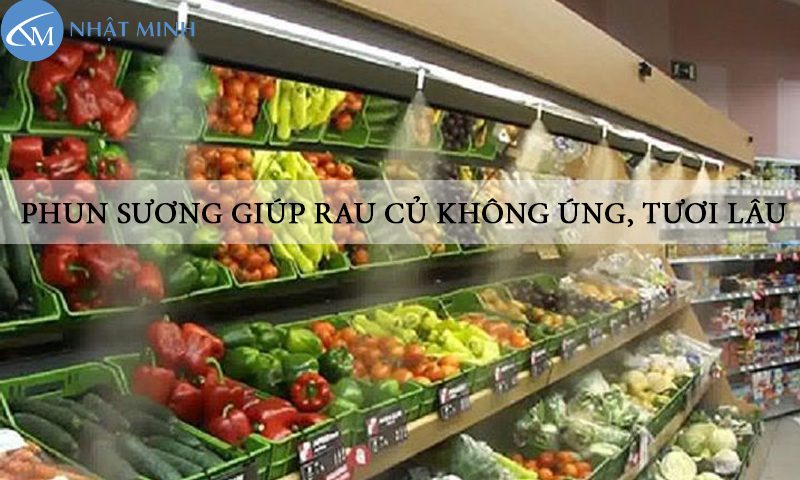 hệ thống phun sương cho quầy rau siêu thị